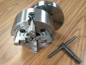 6" 4-JAW LATHE CHUCK w independent  jaws w D1-4, D4 adapter semi-finish #0604F0  - Picture 1 of 4