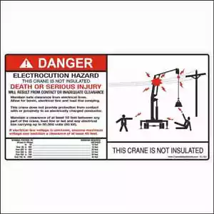 Line Voltage Crane Electrical Hazard Sticker - Picture 1 of 3