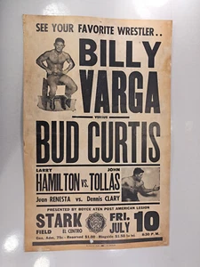 Vintage Wrestling Poster 1950's: Count Billy Varga Vs. Bud Curtis 22x14in (S82) - Picture 1 of 17