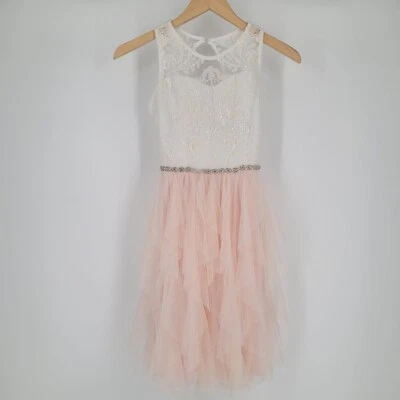 RARE EDITIONS - Rhinestone Cascade Spring Easter Dress - Blush - Size 14 - Image 1 of 4
