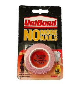 Unibond No More Nails Ruban de Montage Double Face Rouleau Adhésif ROUGE PERMANENT - Photo 1 sur 2