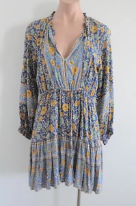 Arnhem Dress Womens 10 Blue Green yellow Floral boho long sleeve - Picture 1 of 12