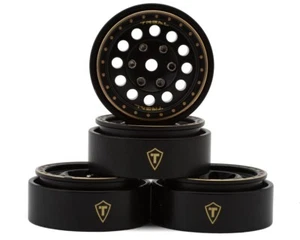 Treal Hobby Type A 1.0" 12-Hole Brass Beadlock Wheels (Black) (40g) - Picture 1 of 4