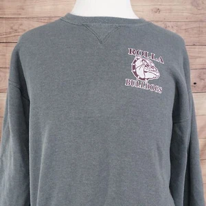 VINTAGE ROLLA BULLDOGS MISSOURI RUSSELL SPORTLICHES GRAUES SWEATSHIRT GRÖSSE L LARGE - Bild 1 von 7
