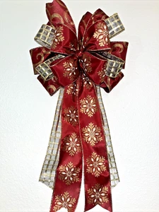 Arco de árbol de Navidad borgoña y dorado para linterna botín corona regalos hecho a mano nuevo - Imagen 1 de 5