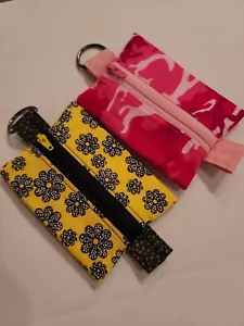 Pink camouflage pouch holder keychain, zippered pouch case storage Pink camo - Picture 1 of 12