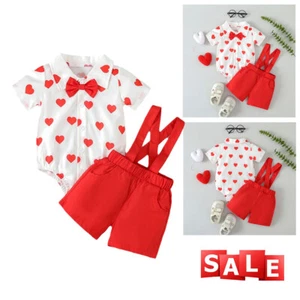 Baby Boys Wedding Outfits Toddler Suspender Shorts Formal Suit Gentleman Clothes - Picture 1 of 12
