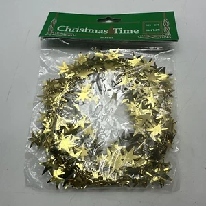 Christmas Time Gold Star Garland 25 Feet New - Picture 1 of 4