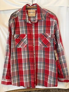 Ruff Hewn Mens L Button Front Long Sleeve Shirt Plaid 100% Cotton - Picture 1 of 11