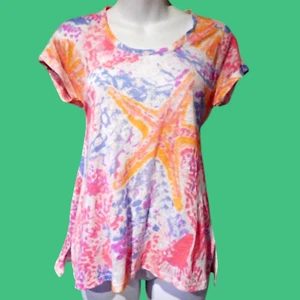 LILLY PULITZER INARA TOP Bohemian Beach tee shirt starfish nautilus XXS 2B - Picture 1 of 7