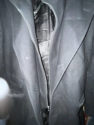 Abrigo largo para hombre Michael Kors negro 44L con cuello de piel sintética Foto 1 de 4