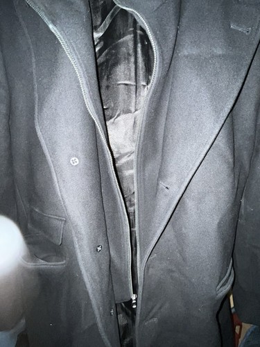 Cappotto lungo uomo Michael Kors nero 44L con colletto in pelliccia sintetica