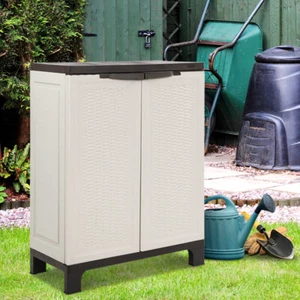 Lockable Outdoor Storage Cabinet Weather-Resistant Cupboard Adjustable Shelves - Picture 1 of 7