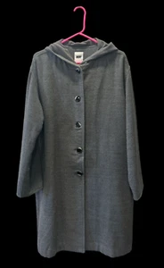 DKNY Woman’s Gray Button Up Lightweight 100% Wool Long Dress Coat With Lining - Picture 1 of 13