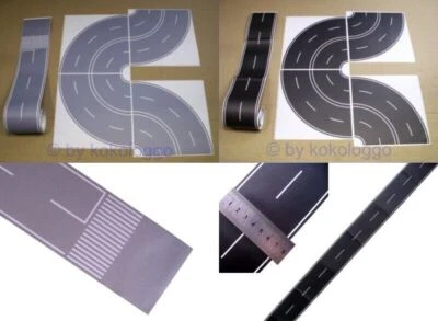 H0 Straßenfolie Straße Beton grau + Asphalt schwarz Gerade + Kurve selbstklebend - Bild 1 von 4