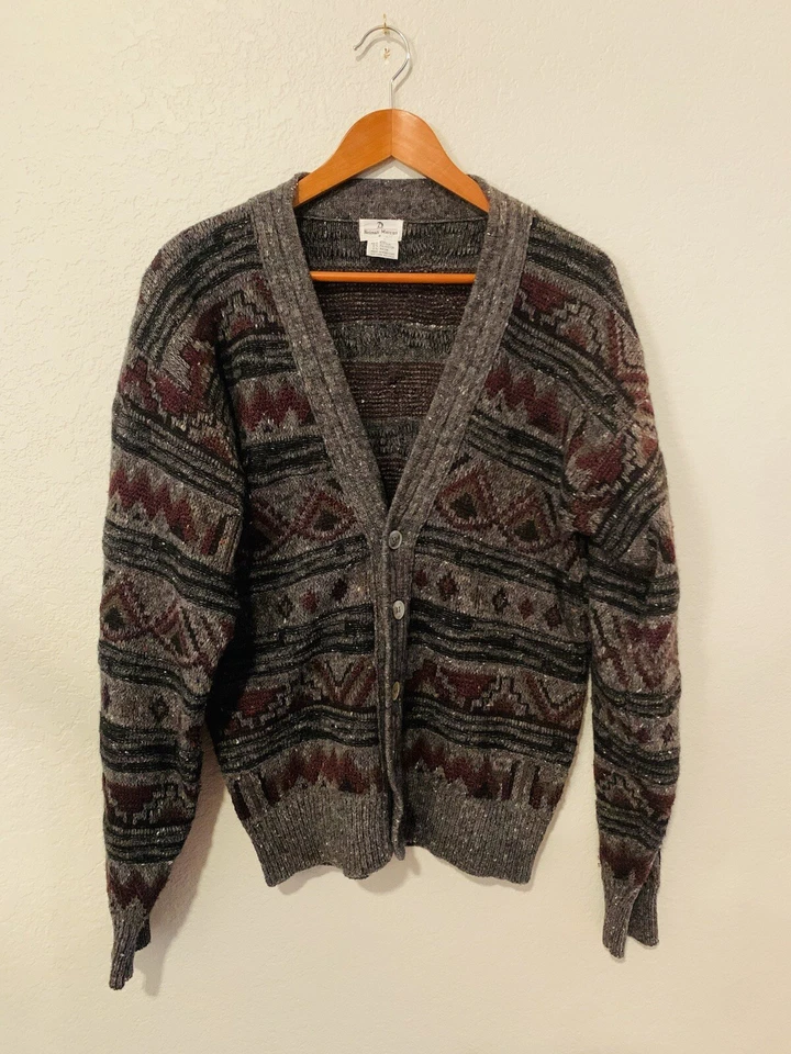 Cárdigan suéter vintage Neiman Marcus para hombre M mezcla de lana de gran tamaño abuelo papá Foto 1 de 4