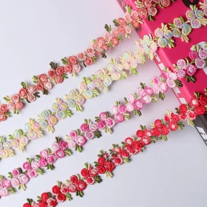 2Y Flower Embroidered Lace Trim Ribbon Wedding Dress Garment Sewing Edge Craft - Picture 1 of 15