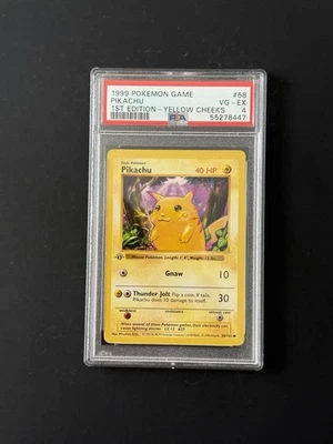 1st Edition Shadowless Pikachu - 58/102 - Base Set Vintage Pokémon Card - PSA 4 - Image 1 of 2