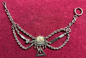 Antique Pocket Watch Chain Nickel Cooperative of Craftsmen Fobs Hammer & Chisel - Picture 1 of 10