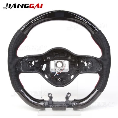 LED Carbon Fiber Steering Leather For Benz AMG A45 C63 E53 G63 Triangular Paddle - Image 1 of 4