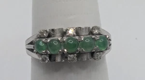 Vintage Sterling Silber 925 Jade & Diamant Ring Größe 5,25 - Bild 1 von 8
