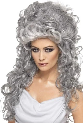 Peluca colmena gris larga y rizada Smiffys para mujer, talla única, colmena bruja Medeia  Foto 1 de 3