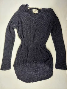 element hoodie open knit black womens small hi low sweater - Picture 1 of 7