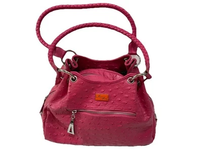 Isabella Adams Leather Shoulder Bag Purse Large Embossed Crocs Pink Satchel - Image 1 of 4