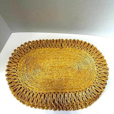 Juego de 5 manteles de mimbre Rafia tejidos de paja yute Abaca vintage NUEVO Foto 1 de 4