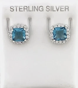LAB CREATED 2,28 kt AQUAMARIN & WEISSE SAPHIRE OHRSTECKER .925 SILBER - NEU MIT ETIKETT - Bild 1 von 5