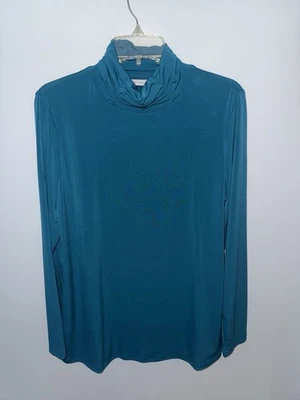 Топ Susan Graver бирюзовый синий с воротником-хомутом с длинным рукавом женский размер средний - Изображение 1 из 4