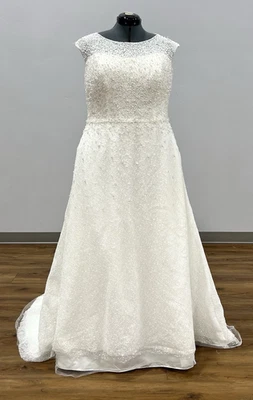 Vestido de novia Jewel by David's marfil con cuentas brillo sin mangas talla 20W Foto 1 de 4