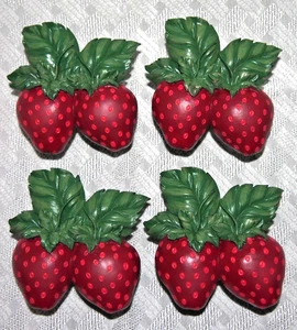 Juego de 4 servilleteros/servilleteros Bardwil Strawberry Time #6930 hechos de resina - Imagen 1 de 4