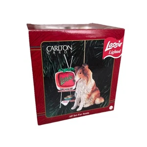 Juego completo iluminado American Greetings Carlton Lassie para adorno de reliquia de Santa - Imagen 1 de 5