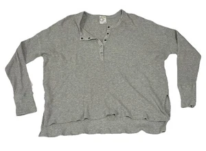 Offline By Aerie Wow Waffle Henley Damen Oversized T-Shirt Grau Größe S - Bild 1 von 11