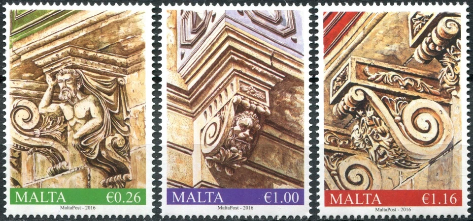 Malta 2016. Balcony Corbels (MNH OG **) Set of 3 stamps - Image 1 of 1