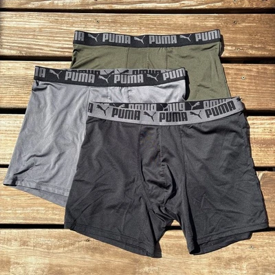 Paquete de 3 calzoncillos boxer PUMA para hombre algodón gris verde negro ropa interior XL NUEVO Foto 1 de 4