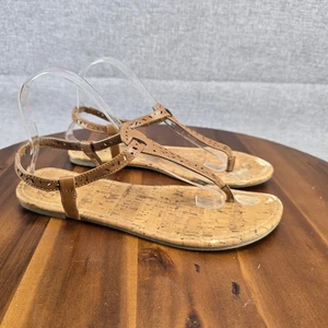 Faded Glory hellbraune Damen-Riemensandalen Korkfußbett ausgeschnittene Riemen Größe 9 - Bild 1 von 13