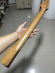 stainless steel 22 frets Roasted flame maple guitar neck 25.5inch Satin Rosewood - Picture 1 of 8