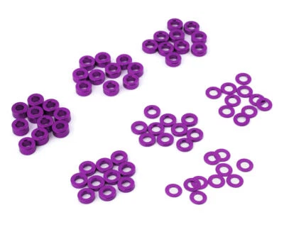 Yeah Racing 3x6mm Aluminum Flat Washer Set (Purple) (70) (Assorted Thickness) - Image 1 of 2