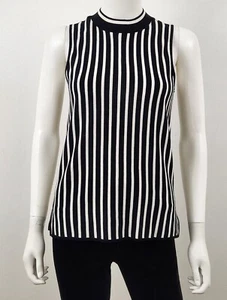 Rag and Bone Tank Top Mock Neck Striped Silk Blend Size Small Black - Picture 1 of 4