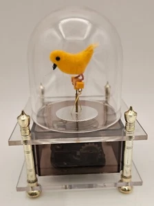 Vtg Westland Japan Dancing Yellow Canary Bird Dome Music Box WORKS - Picture 1 of 9