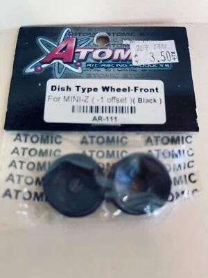 Atomic For Kyosho MINI-Z AR-111 Dish Type Wheel Front (-1 offset) Black - Image 1 of 2