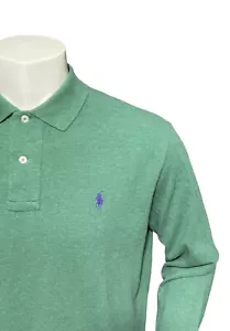 Polo Ralph Lauren Mens Casual Polo Shirt Size Adult Large Green Long Sleeve Logo - Picture 1 of 14