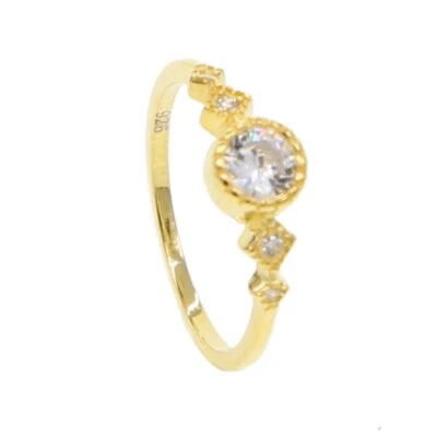 Damen Ring Gold Vergoldet 925 Silber Zirkonia 439 - Bild 1 von 4