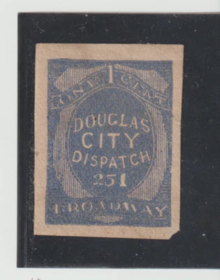 US Scott #59-L5a Imperf Genuine Remainder 1879 US Local  Douglas City Despatch - Image 1 of 2