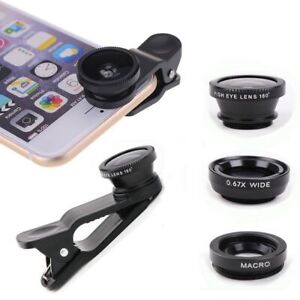 Universal Weitwinkel Fischauge Makro Clip On Kamera Objektiv Kit für Smartphone