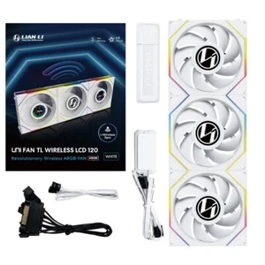 Lian Li UNI FAN TL120 LCD Wireless 12TLLCD1W3W Triple Pack With Controller White - Picture 1 of 9