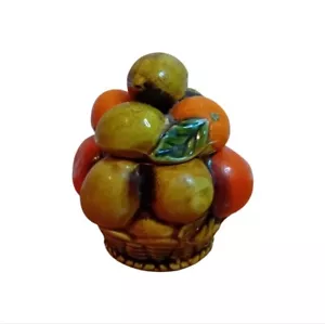 Vintage 60s MCM Inarco Japan Orange Spice Ceramic Sugar Bowl W/ Lid E3355 Retro - Foto 1 di 8
