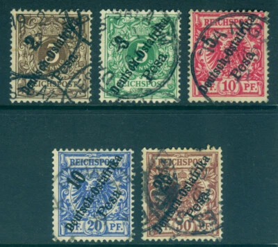 German Colonies - EAST AFRICA 1896  SURCHARGED set Scott # 6-10 used /O - Image 1 of 2